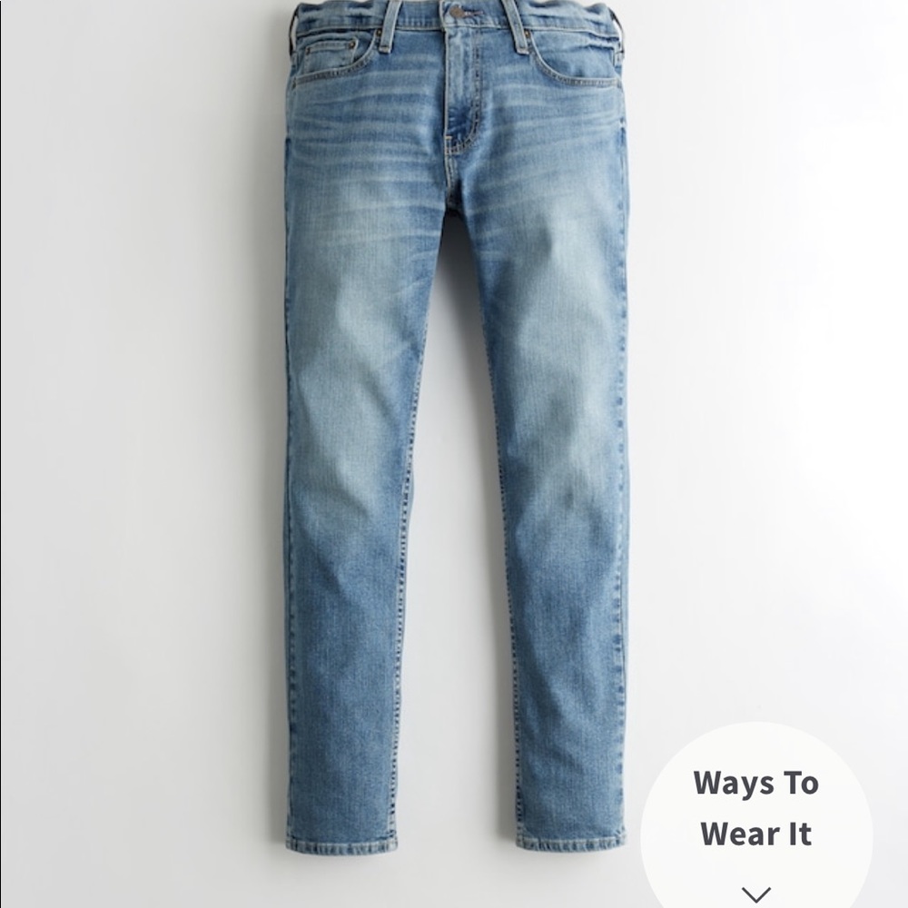 Hollister Epic Flex skinny jean in light medium wash, 32 x 30, NWT